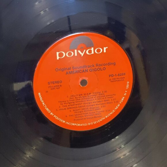 American Gigolo (Original Soundtrack)(Vinyl, 1980) Polydor PD-1-6259 VG LP - Picture 9 of 9